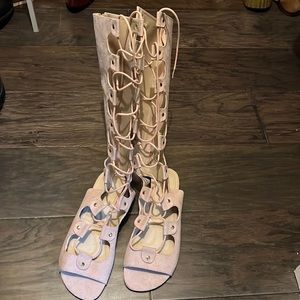 ASOS pink faux suede gladiator sandals
